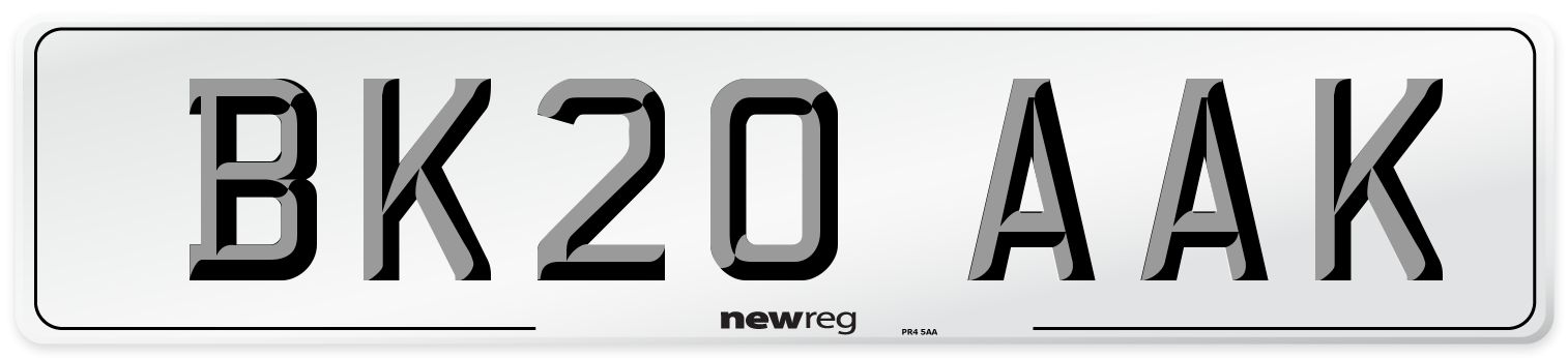 BK20 AAK Number Plate from New Reg